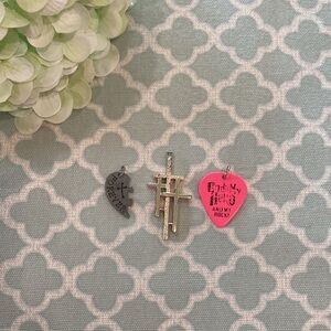 Christian Cross Pick Heart Charms